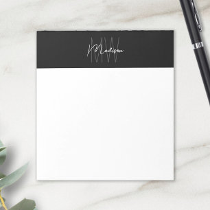 Schwarz-Weiß-Monogramm-Logo Minimalistisch Notizblock