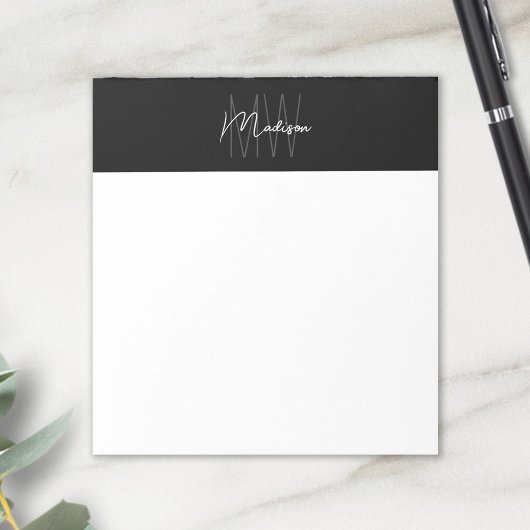 Schwarz-Weiß-Monogramm-Logo Minimalistisch Post-it Klebezettel