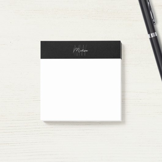 Schwarz-Weiß-Monogramm-Logo Minimalistisch Post-it Klebezettel