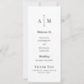 Schwarz-Weiß-Monogramm Minimale Hochzeitsprogramm  (Vorderseite)