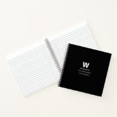 Schwarz-Weiß-Monogramm Minimales Modernes Design Notizblock (Innenseite)