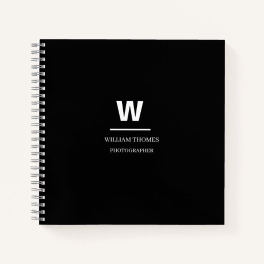 Schwarz-Weiß-Monogramm Minimales Modernes Design Notizblock (Vorderseite)