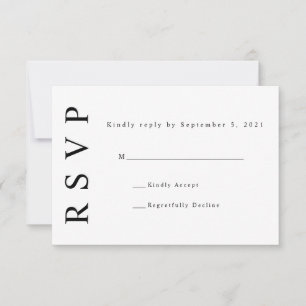 Schwarz-Weiß-Monogramm-Minimalistische-Hochzeits-R RSVP Karte