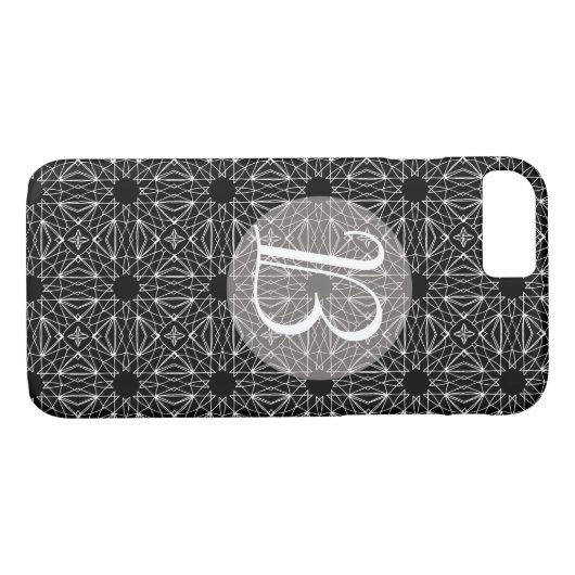 Schwarz-Weiß-Monogramm mit Muster Case-Mate iPhone Hülle (Rückseite (Horizontal))
