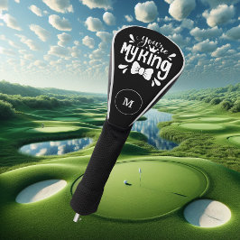 Schwarz-Weiß-Monogramm mit Skript Golf Headcover