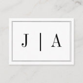 Schwarz-Weiß-Monogramm Moderne einfache Hochzeit Begleitkarte (Rückseite)