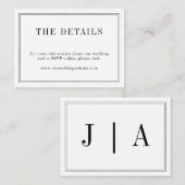 Schwarz-Weiß-Monogramm Moderne einfache Hochzeit Begleitkarte (Vorne/Hinten)