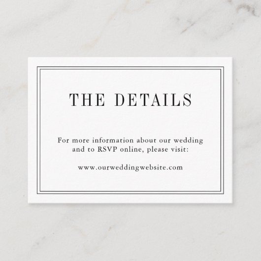 Schwarz-Weiß-Monogramm Moderne einfache Hochzeit Begleitkarte (Vorderseite)