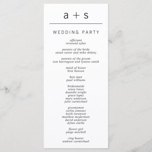 Schwarz-Weiß-Monogramm Moderne Minimalistische Hoc Programm (Rückseite)