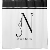 Schwarz-Weiß-Monogramm n Duschvorhang (Vorderseite)