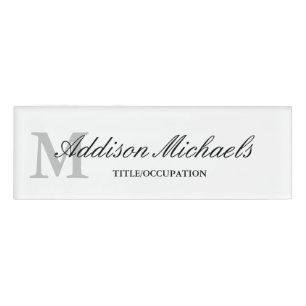 Schwarz-Weiß-Monogramm Namenschild