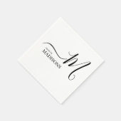 Schwarz-Weiß-Monogramm-Nickerchen und Name Serviette (Ecke)