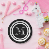 Schwarz-Weiß-Monogramm Pappteller (Party)
