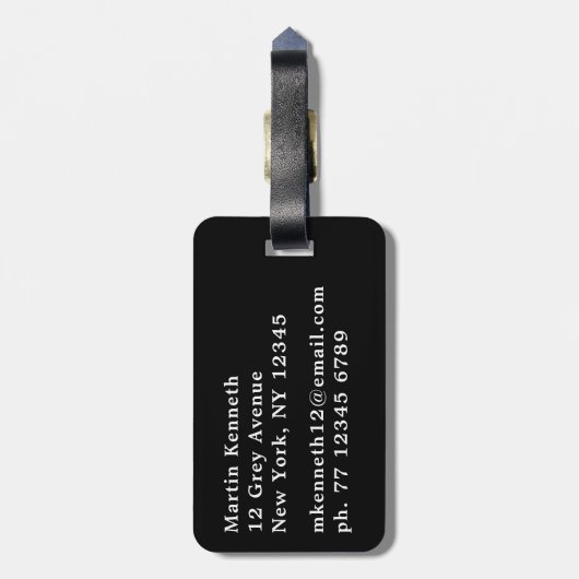 Schwarz-Weiß-Monogramm Personalisierten Männer Gepäckanhänger (Rückseite vertikal)