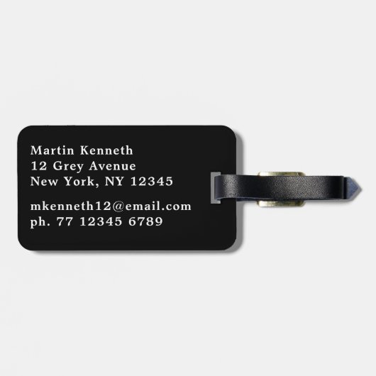 Schwarz-Weiß-Monogramm Personalisierten Männer Gepäckanhänger (Rückseite horizontal)