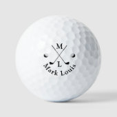 Schwarz-Weiß-Monogramm: personalisiertes Logo Golfball (Vorderseite)
