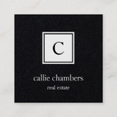 Schwarz-Weiß-Monogramm Quadratische Visitenkarte (Vorderseite)