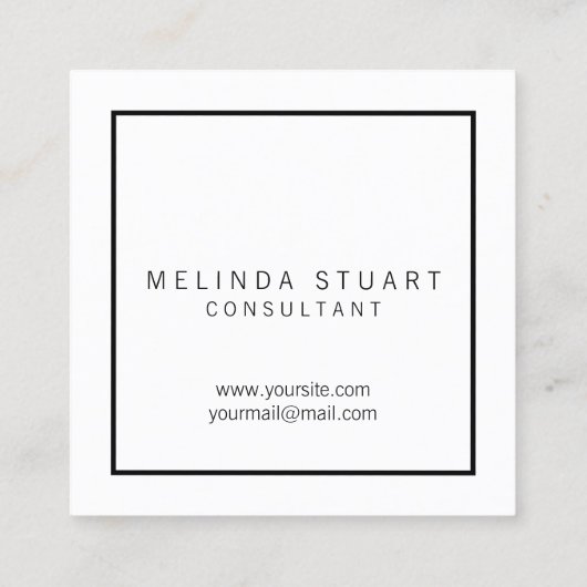 Schwarz-Weiß-Monogramm Quadratische Visitenkarte (Rückseite)