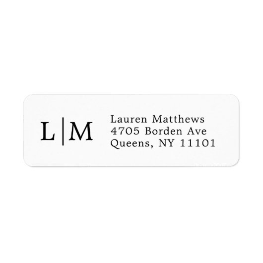 Schwarz-Weiß-Monogramm-Rücksendeadresse (Vorne)