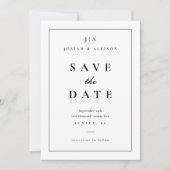Schwarz-Weiß-Monogramm Save The Date (Vorderseite)