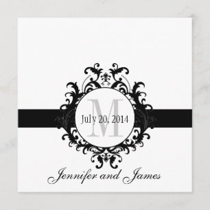 Schwarz-Weiß-Monogramm-Save the Date Hochzeit Save The Date