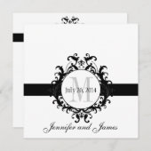 Schwarz-Weiß-Monogramm-Save the Date Hochzeit Save The Date (Vorne/Hinten)