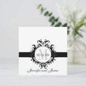 Schwarz-Weiß-Monogramm-Save the Date Hochzeit Save The Date (Stehend Vorderseite)