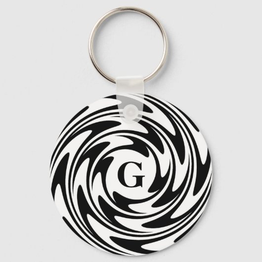 Schwarz-Weiß-Monogramm Schlüsselanhänger (Vorderseite)