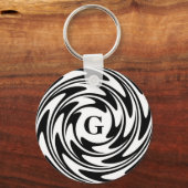 Schwarz-Weiß-Monogramm Schlüsselanhänger (Vorderseite)