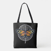 Schwarz-Weiß-Monogramm-Schmetterling Tasche (Rückseite)