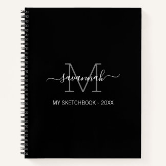 Schwarz-Weiß-Monogramm-Sketchbook Notizblock