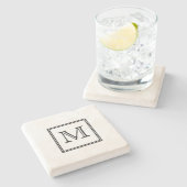 Schwarz-Weiß-Monogramm Steinuntersetzer (Seitenansicht)