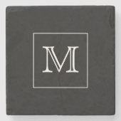 Schwarz-Weiß-Monogramm Steinuntersetzer (Vorderseite)