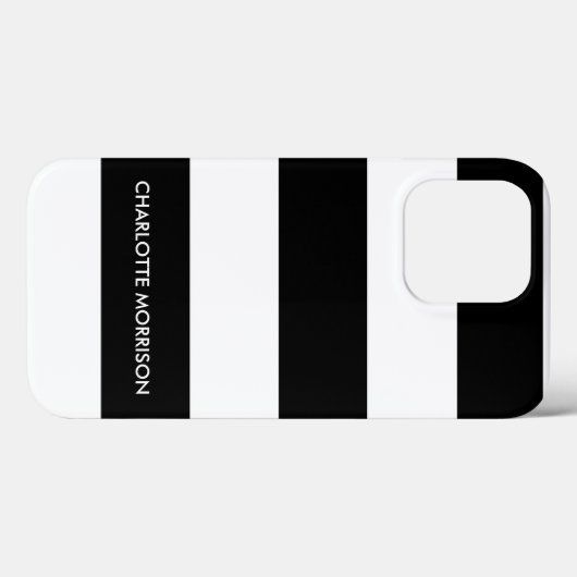 Schwarz-Weiß-Monogramm-Streifen Case-Mate iPhone Hülle (Rückseite (Horizontal))