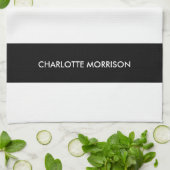 Schwarz-Weiß-Monogramm-Streifen Geschirrtuch (Gefaltet)