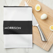 Schwarz-Weiß-Monogramm-Streifen Geschirrtuch (Viertel Falte)