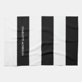 Schwarz-Weiß-Monogramm-Streifen Geschirrtuch (Horizontal)