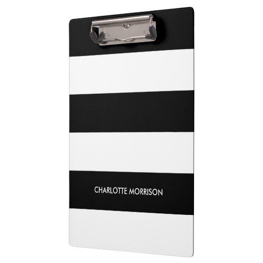 Schwarz-Weiß-Monogramm-Streifen Klemmbrett (Links)