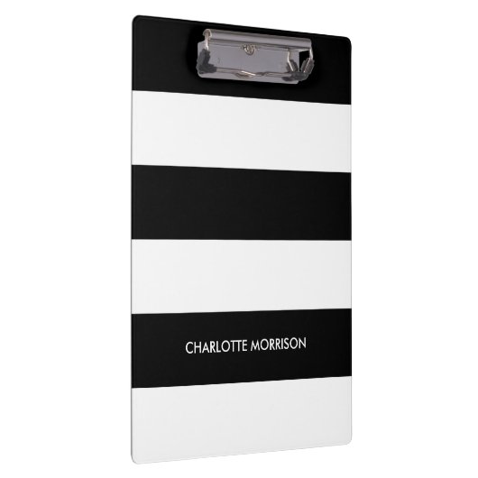 Schwarz-Weiß-Monogramm-Streifen Klemmbrett (Rechts)