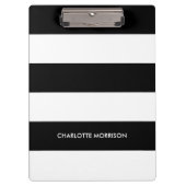 Schwarz-Weiß-Monogramm-Streifen Klemmbrett (Vorderseite)