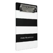 Schwarz-Weiß-Monogramm-Streifen Mini Klemmbrett (Schrägansicht)