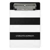Schwarz-Weiß-Monogramm-Streifen Mini Klemmbrett (Vorderseite)