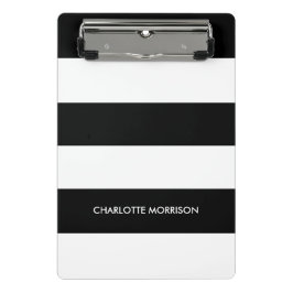 Schwarz-Weiß-Monogramm-Streifen Mini Klemmbrett