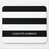 Schwarz-Weiß-Monogramm-Streifen Mousepad (Vorne)