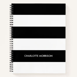 Schwarz-Weiß-Monogramm-Streifen Notizblock