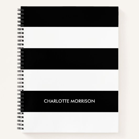 Schwarz-Weiß-Monogramm-Streifen Notizblock (Vorderseite)