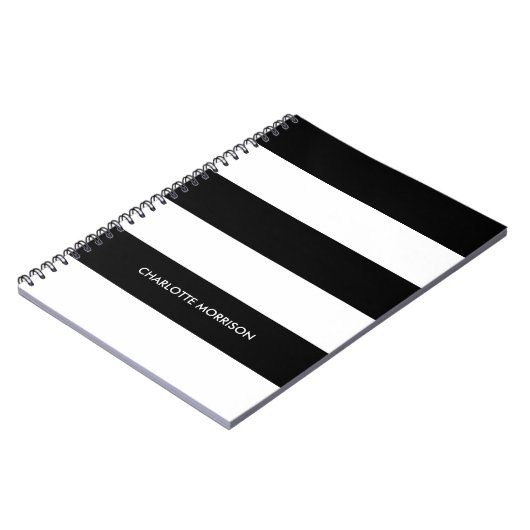 Schwarz-Weiß-Monogramm-Streifen Notizblock (Linke Seite)