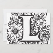 Schwarz-Weiß-Monogramm-Tattoo-Blume Geburtstag Einladung (Rückseite)