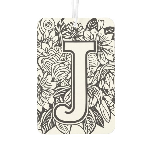 Schwarz-Weiß-Monogramm-Tinte im Tattoo-Style, Blum Autolufterfrischer (Rückseite)