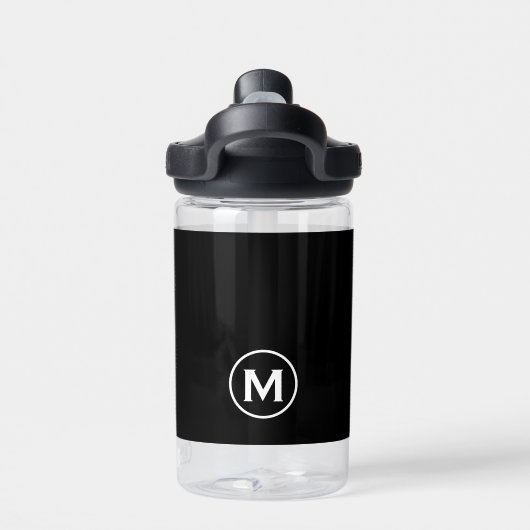 Schwarz-Weiß-Monogramm Trinkflasche (Rückseite)